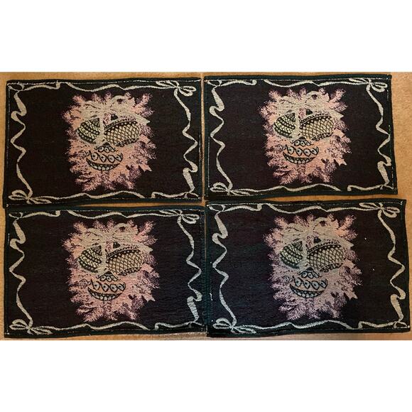 Set of 8 Tapestry Christmas Holiday Heavy Woven Placemats 18 X 12 Ornaments - Picture 3 of 7